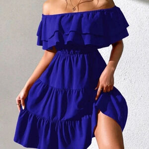 Shoulder Ruffle Hem Dress